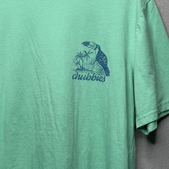 Chubbies Mens Toucan Graphic Tee Shirt L Green Blue Tropical Design - Picture 2 of 6